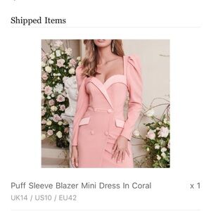 Puff Sleeve Blazer Mini Dress In Coral